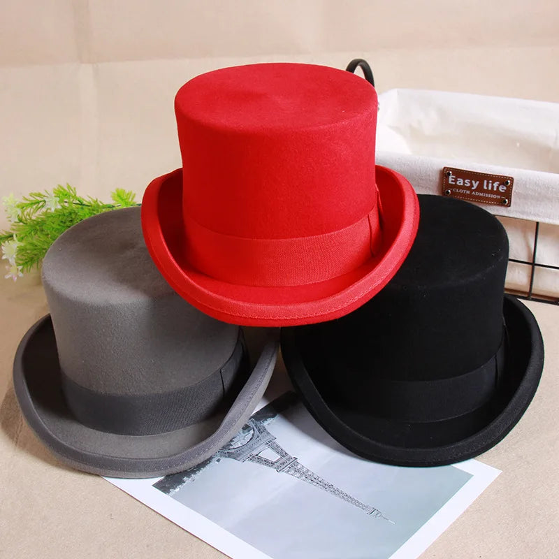 2024 Wool Flat Man Top Hat Fashion
