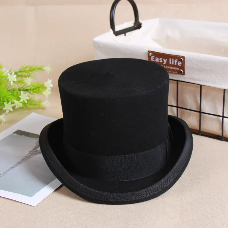 2024 Wool Flat Man Top Hat Fashion