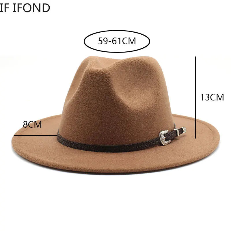 British Style Felt Jazz Fedora Hat 59-61CM